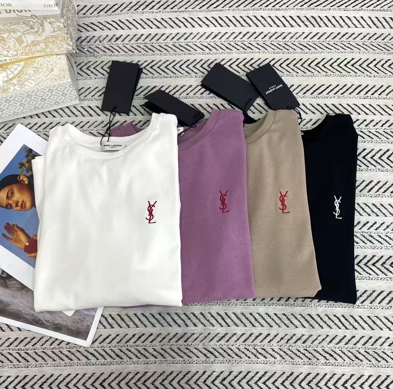YSL刺繍ロゴ入り長袖Tシャツ【50％割引+送料無料】