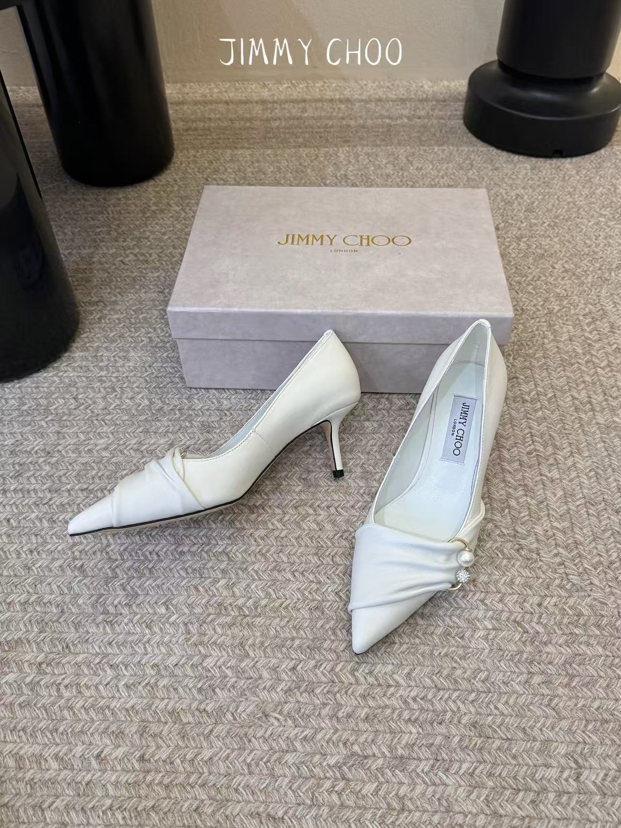 jimmycho0 高品質シープスキン・パール・ハイヒール【50％割引+送料無料】