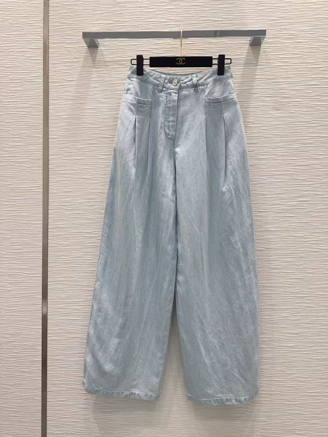 CHANE1 ダブルC デニムシャツ＋パンツ ツーピースセット【50％割引+送料無料】