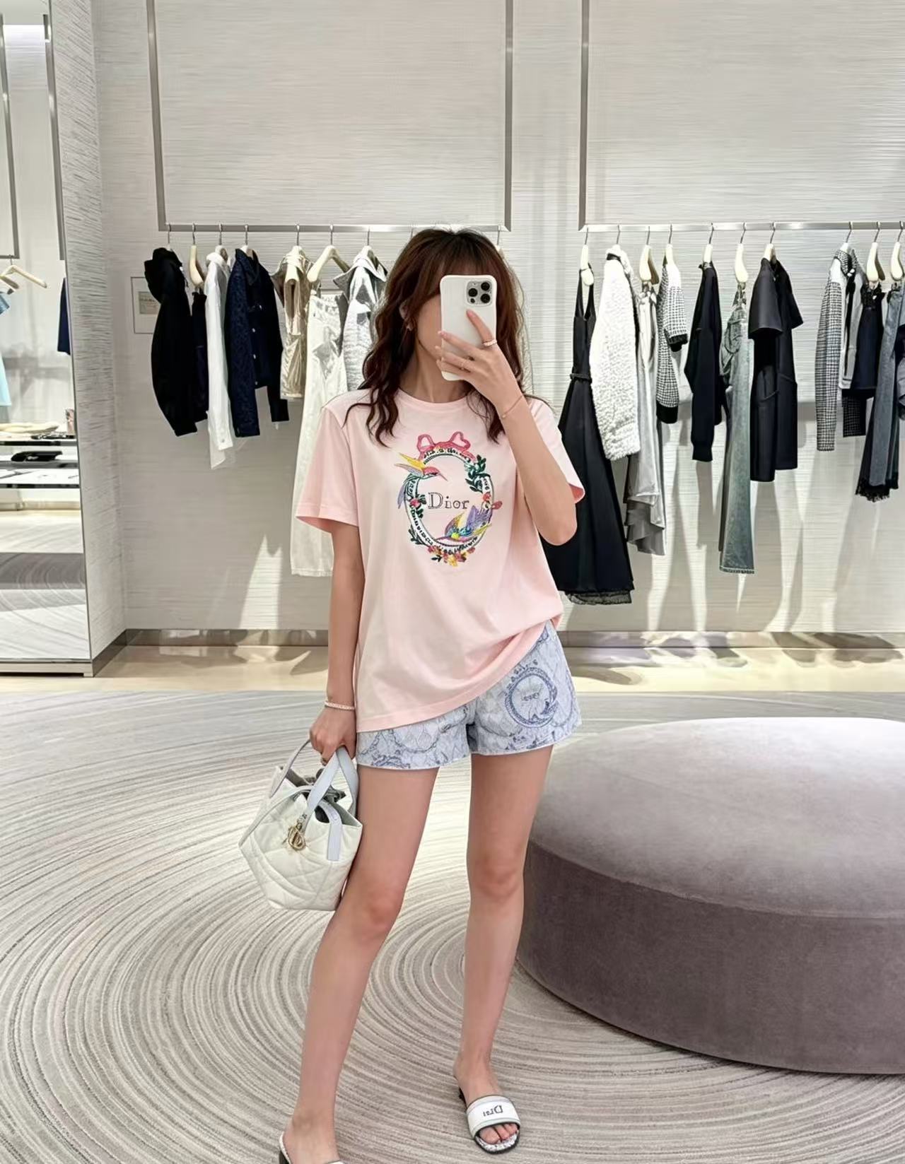 DI0R刺繍入りレターTシャツ【50％割引+送料無料】