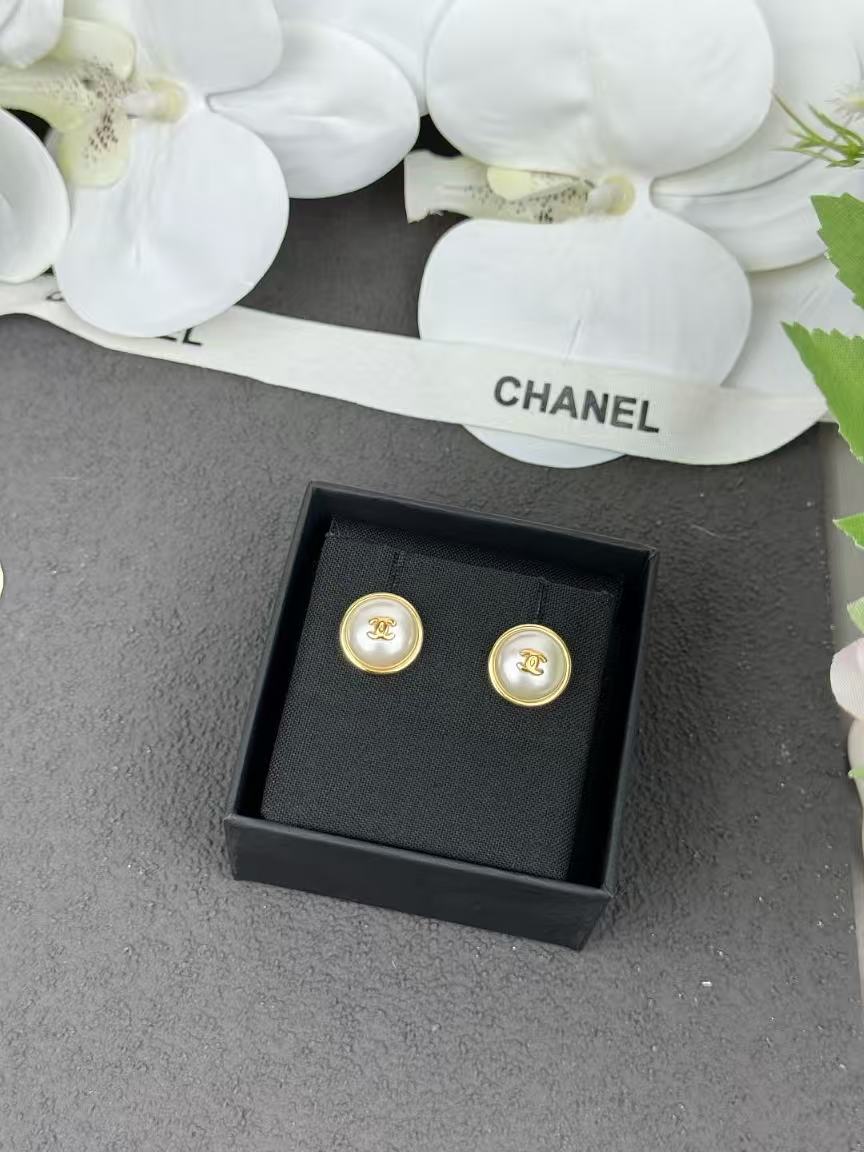CHANE1 ダブルCラウンドパールスタッドピアス【50％割引+送料無料】