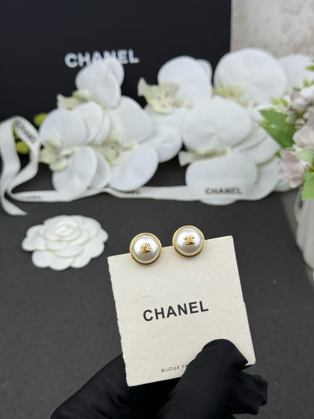 CHANE1 ダブルCラウンドパールスタッドピアス【50％割引+送料無料】