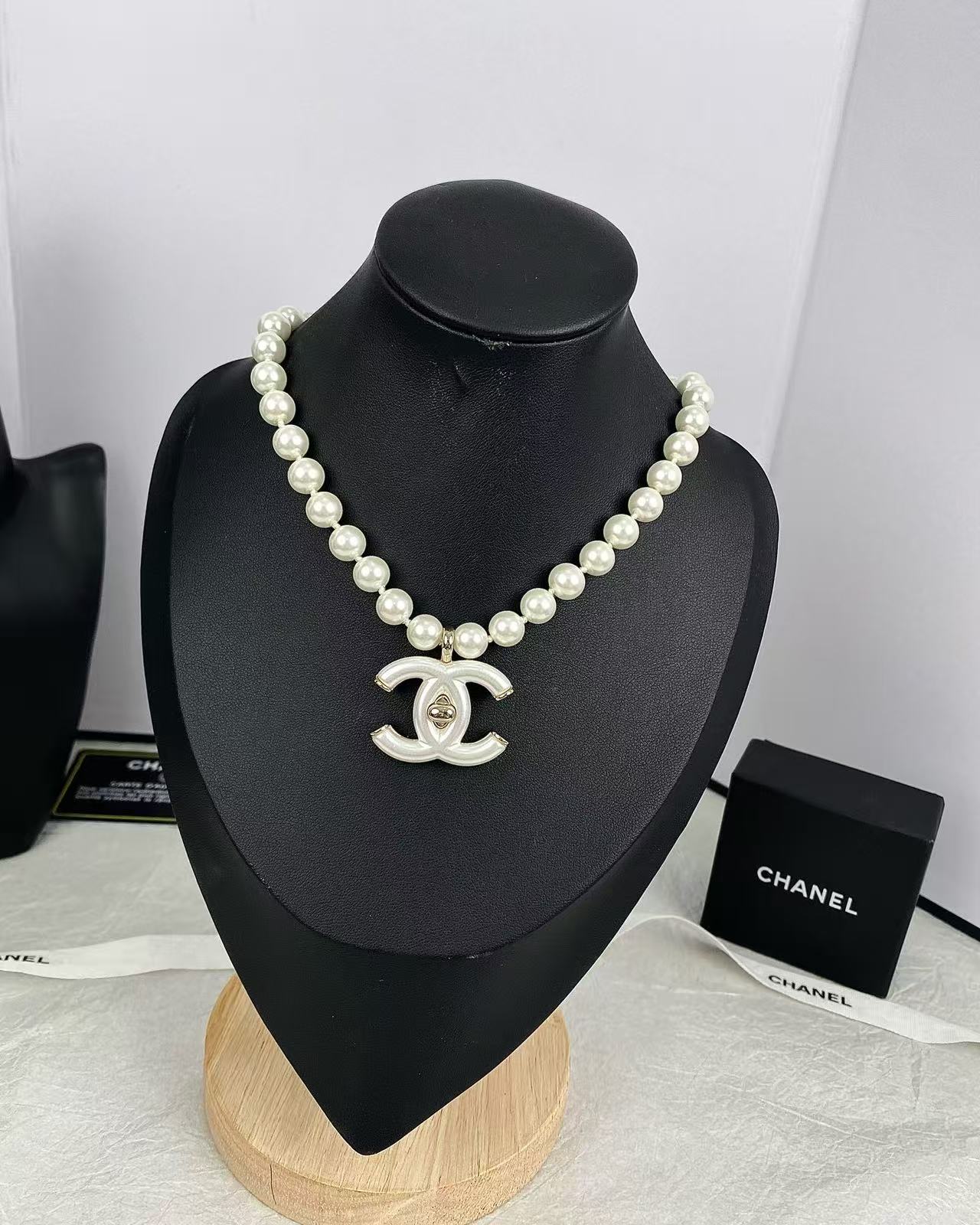 CHANE1 ダブルCパールネックレス【50％割引+送料無料】