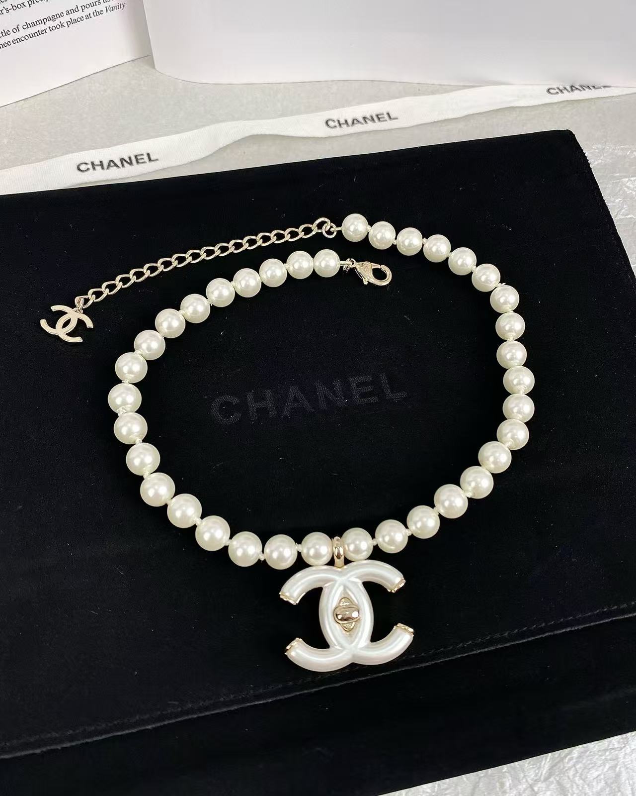 CHANE1 ダブルCパールネックレス【50％割引+送料無料】