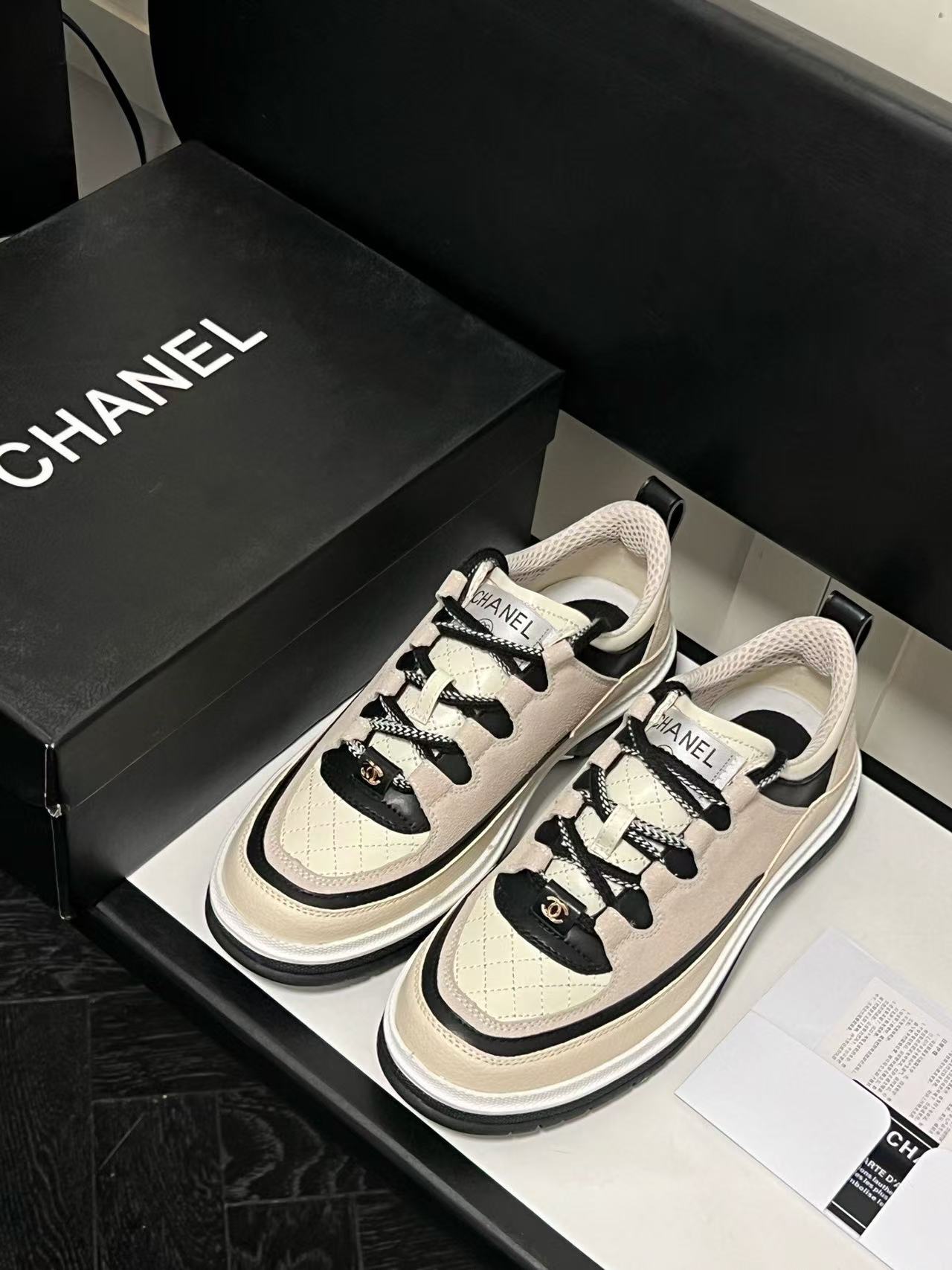 CHANE1 カラーブロック レースアップ パンダシューズ【50％割引+送料無料】