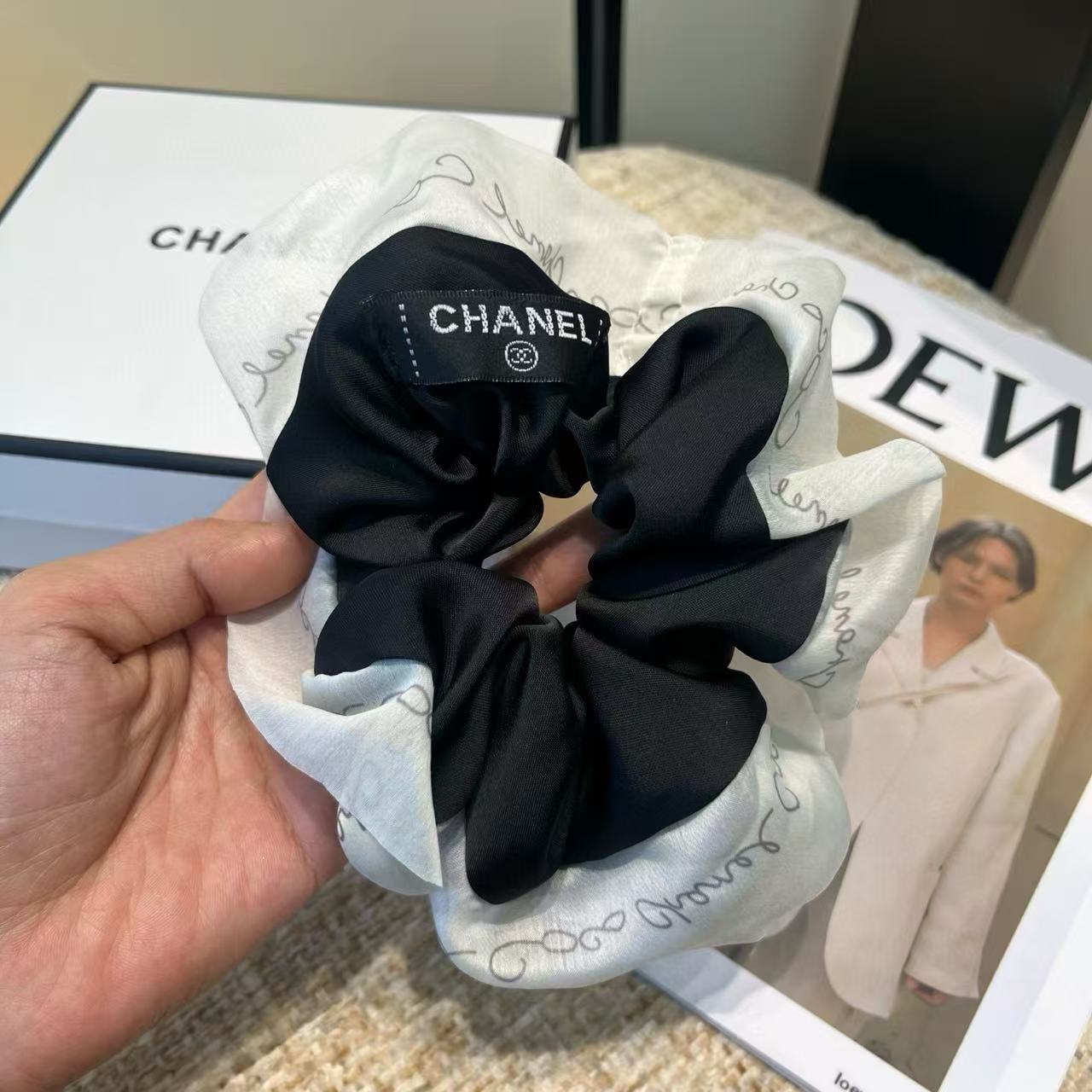 CHANE1 ダブルC カラーブロックヘアゴム【50％割引+送料無料】