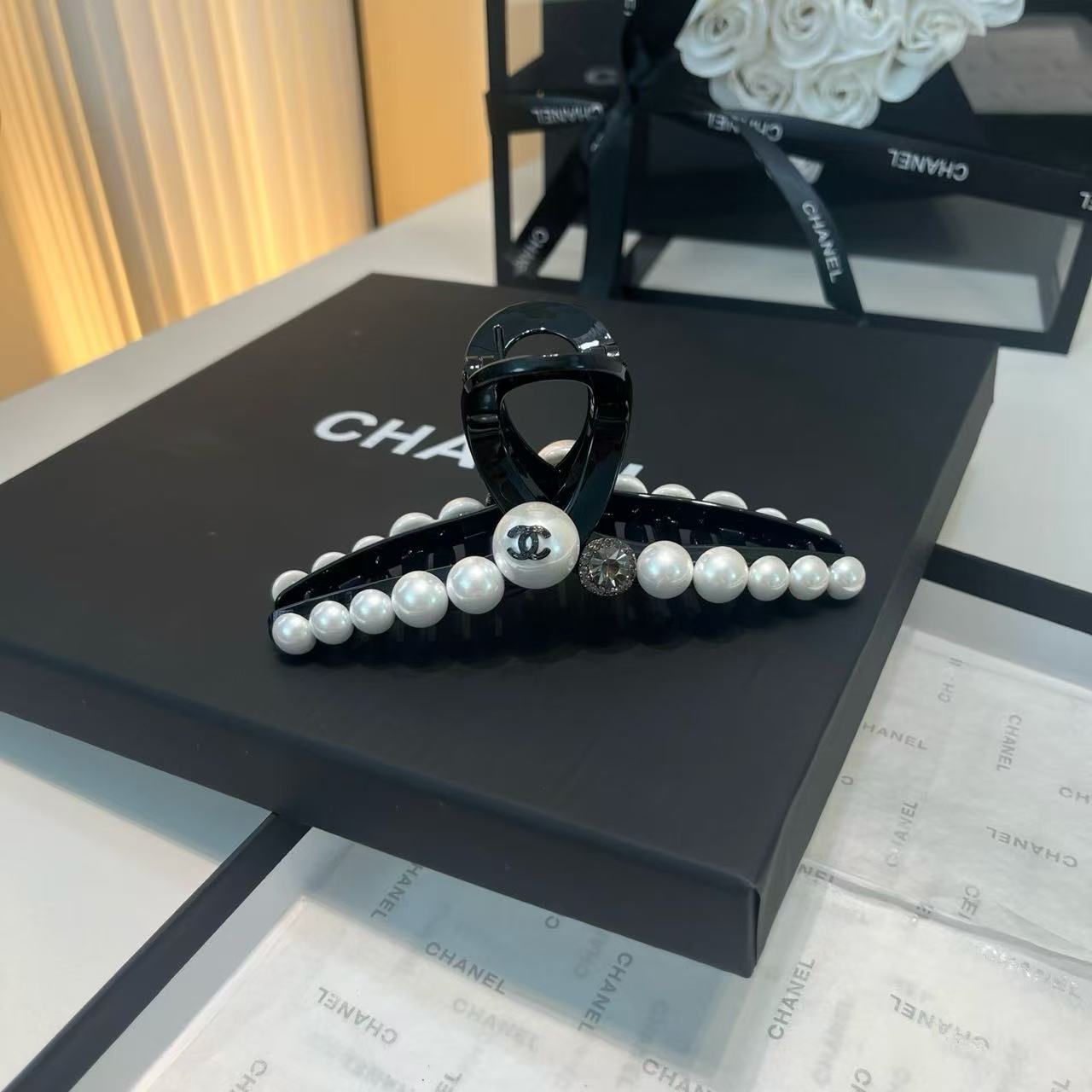 CHANE1 ダブルCパールヘアクリップ【50％割引+送料無料】