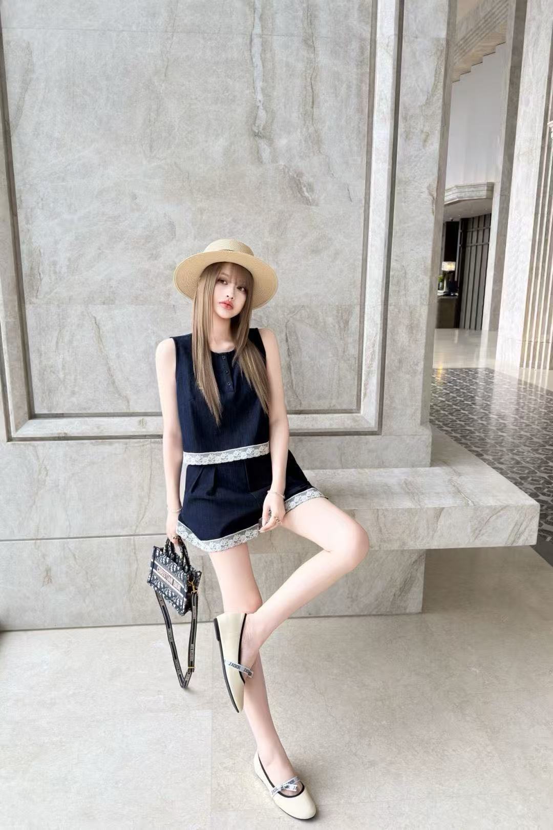 DIOR デニムベスト＆ショートパンツ セットアップ【50％割引+送料無料】