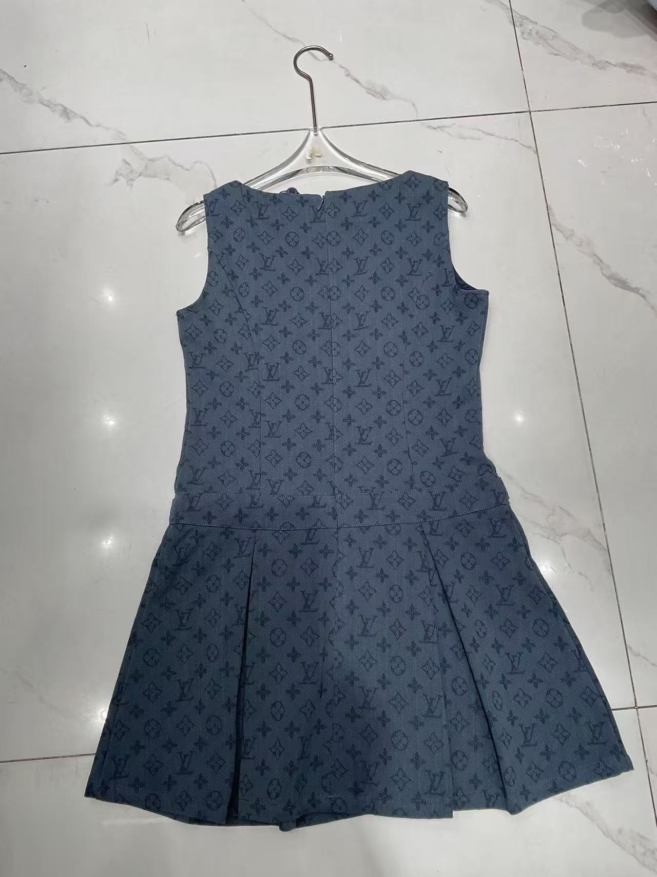 LV ダブルブレスト プリント ノースリーブドレス【50％割引+送料無料】