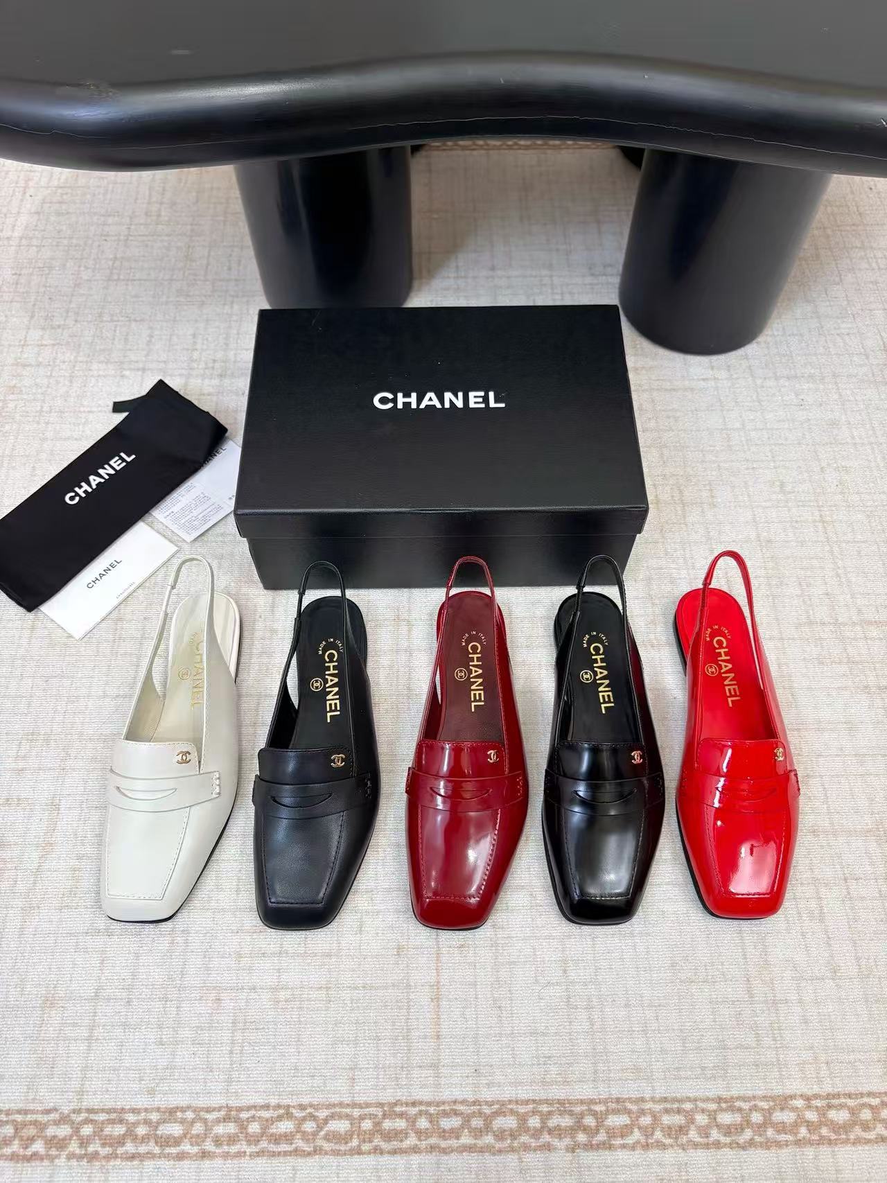 CHANE1 高品質スクエアトゥダブルCフラットシューズ【50％割引+送料無料】