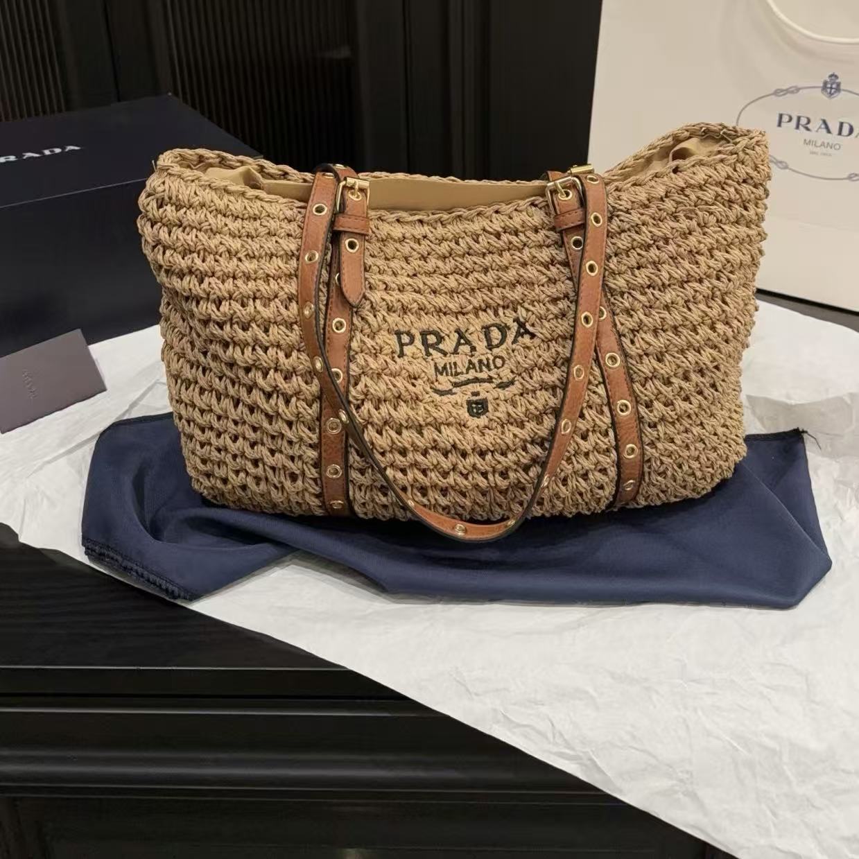 PR4DA ストロー トートバッグ【50％割引+送料無料】