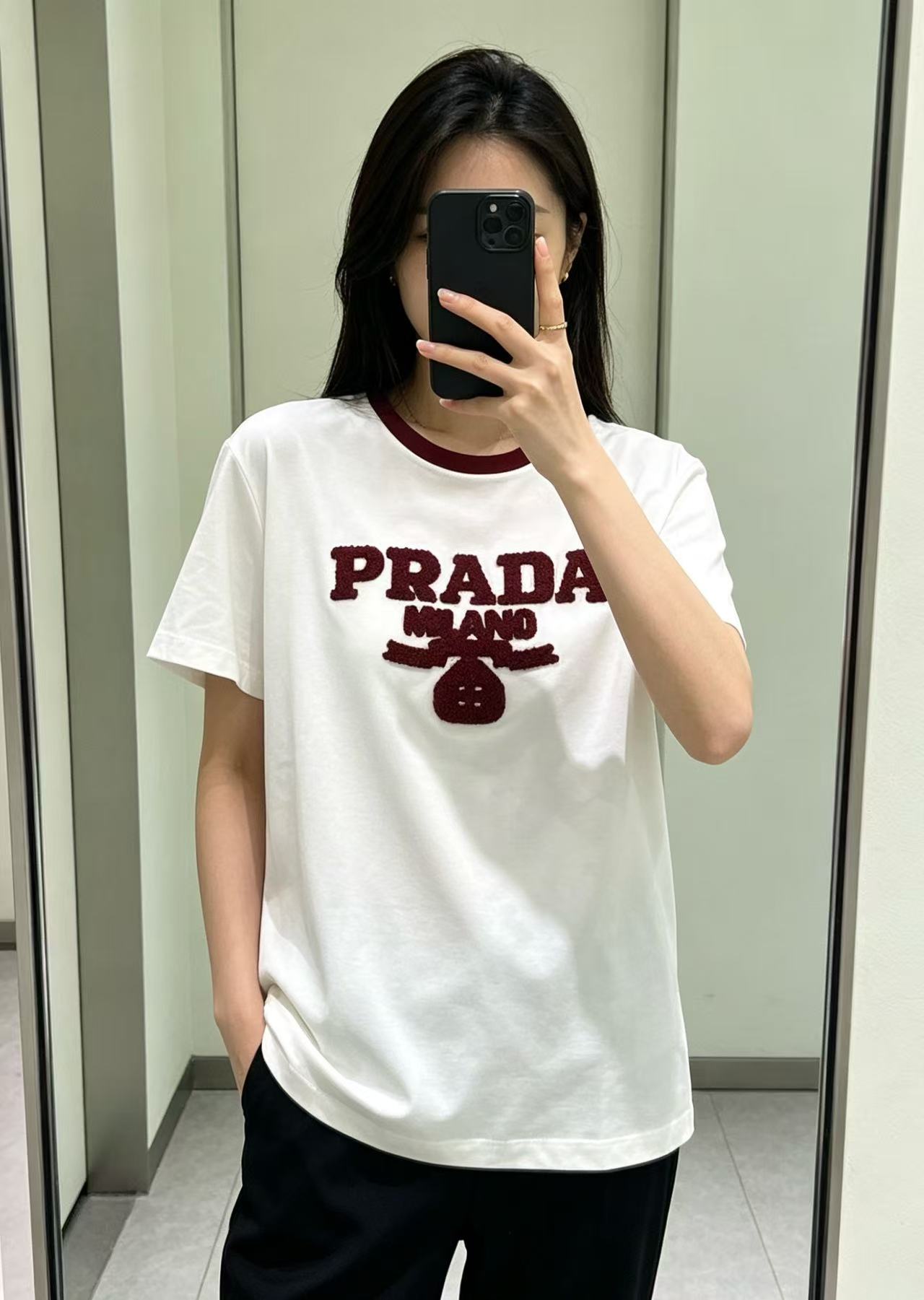 PR4DA 刺繍入りレターTシャツ【50％割引+送料無料】