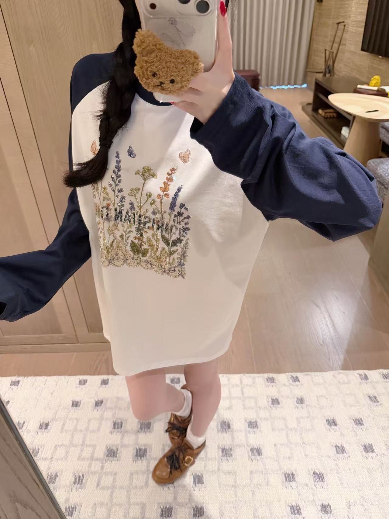 DI0Rカラーブロック刺繍Tシャツ【50％割引+送料無料】