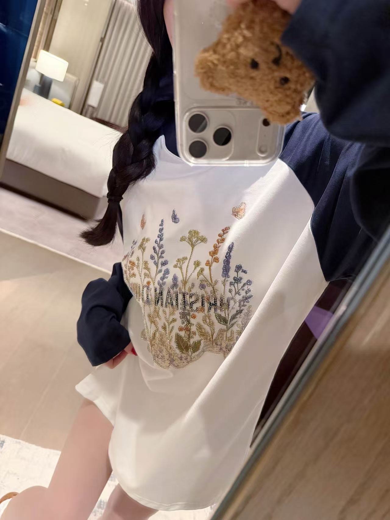 DI0Rカラーブロック刺繍Tシャツ【50％割引+送料無料】