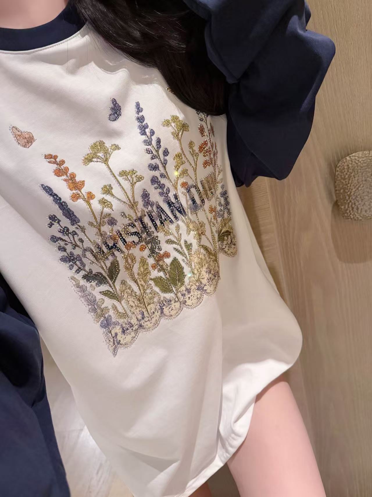 DI0Rカラーブロック刺繍Tシャツ【50％割引+送料無料】