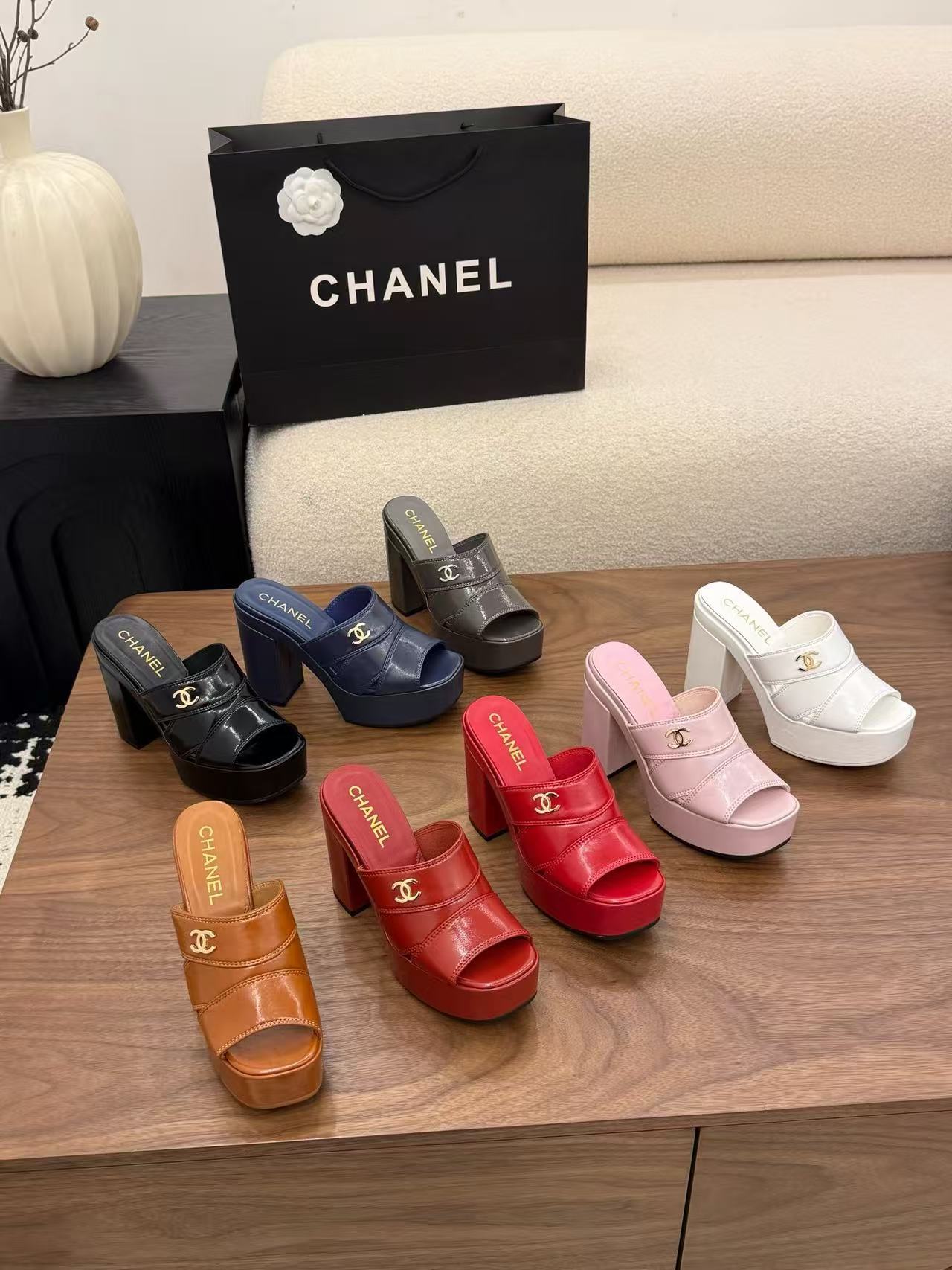 CHANE1 高品質ダブルCレザーハイヒール【50％割引+送料無料】