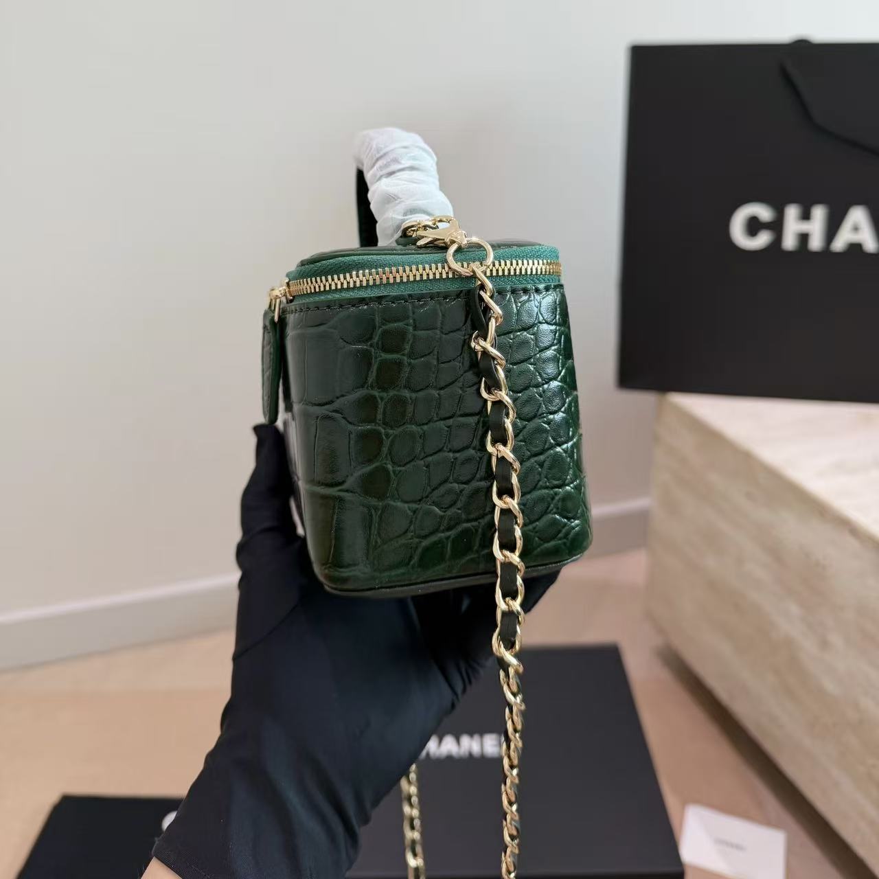 CHANE1 クロコダイル柄チェーンバッグ【50％割引+送料無料】