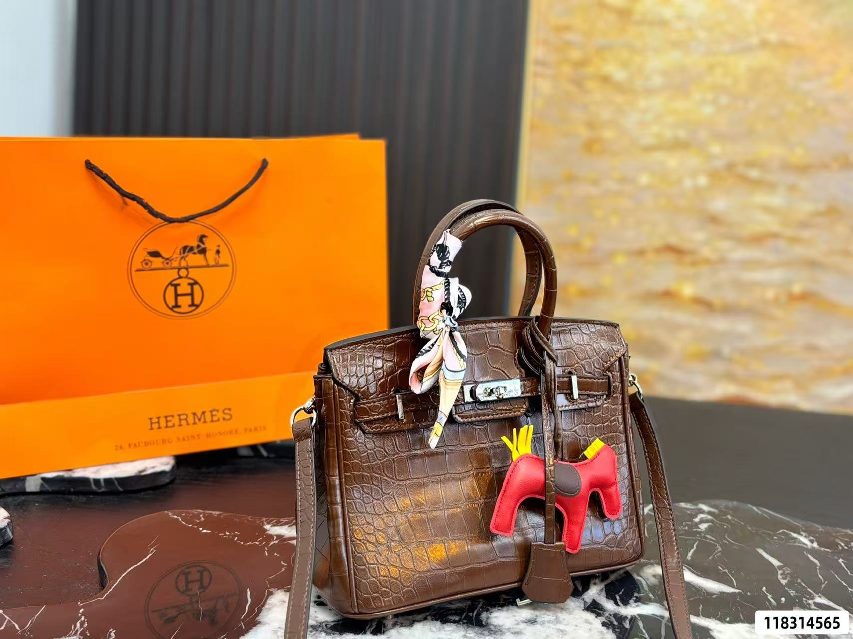 HERME5 birkinクロコダイル型押しハンドバッグ【 50％割引+送料無料】