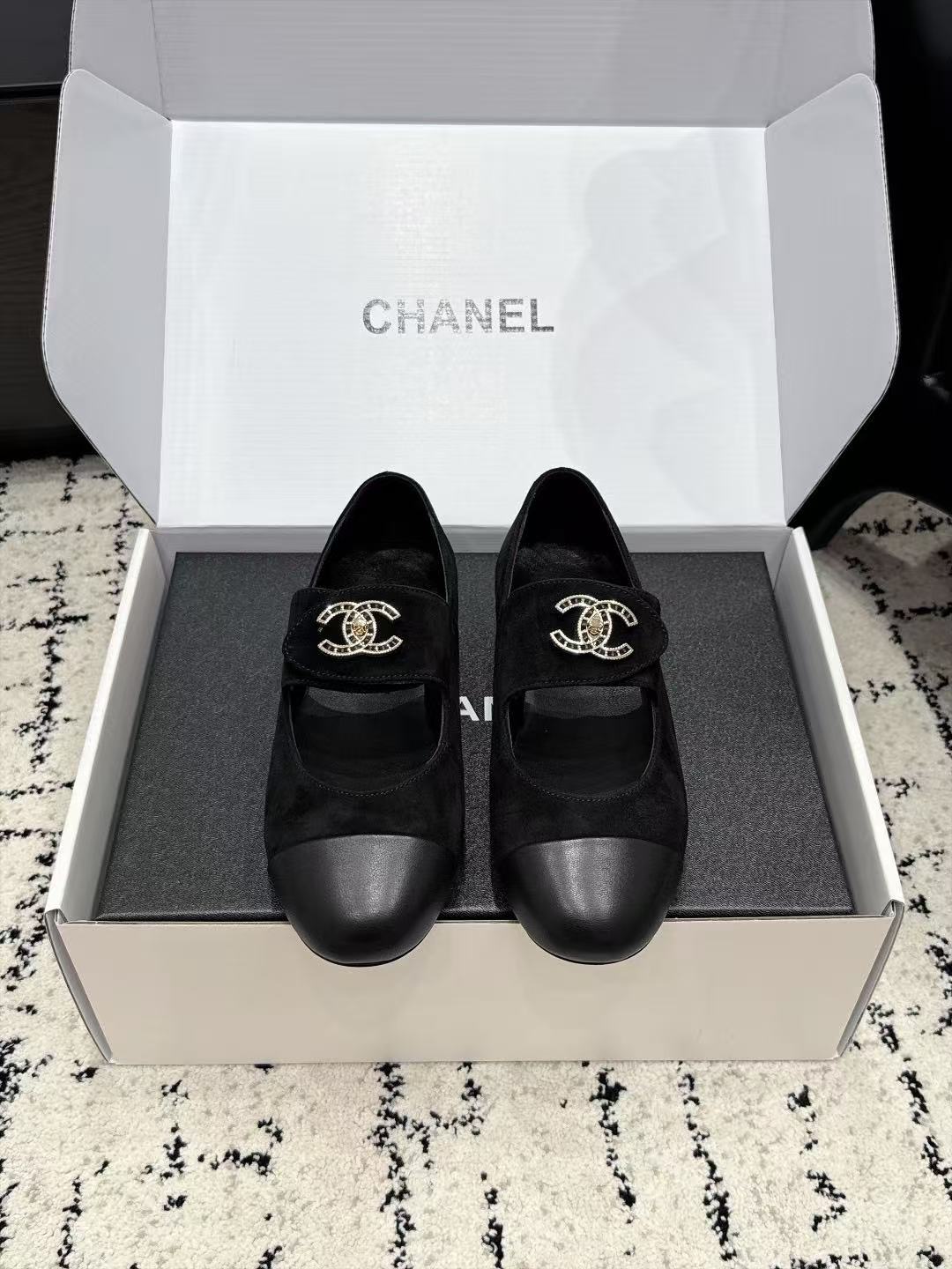 CHANE1 高品質ダブルCラムスキンフラットシューズ【50％割引+送料無料】