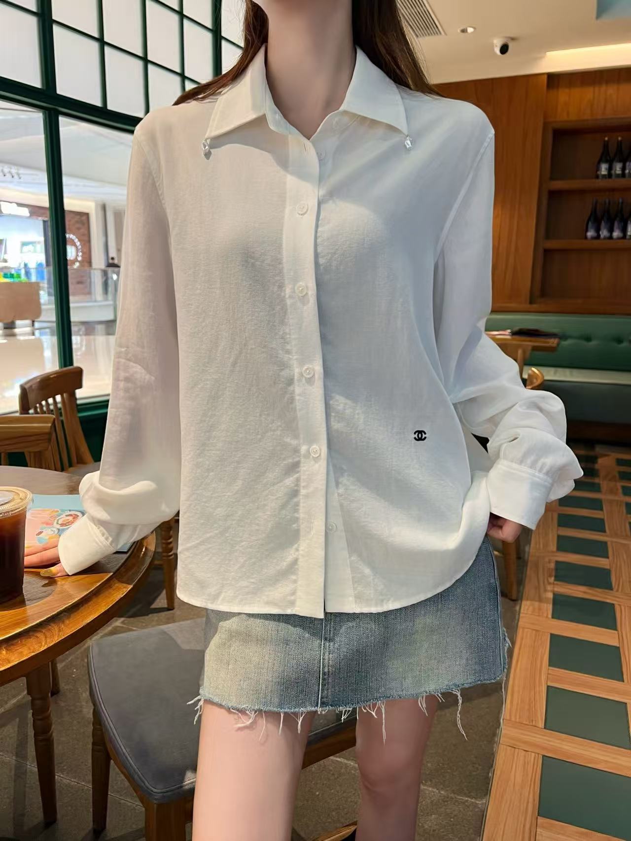 CHANE1 シンプル長袖ダブルCシャツ【50％割引+送料無料】
