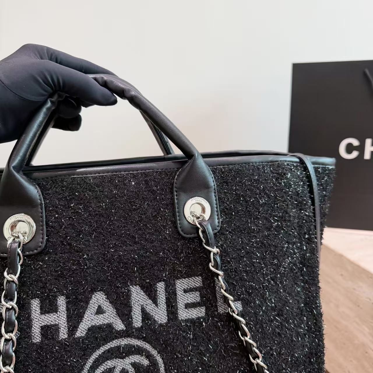 CHANE1 ツイードショッピングバッグ【50％割引+送料無料】