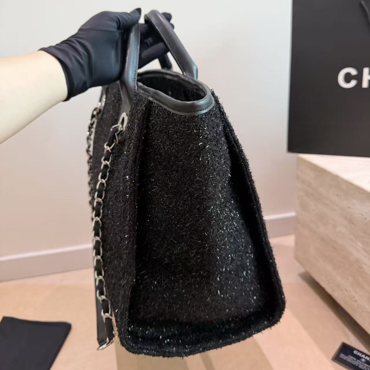 CHANE1 ツイードショッピングバッグ【50％割引+送料無料】