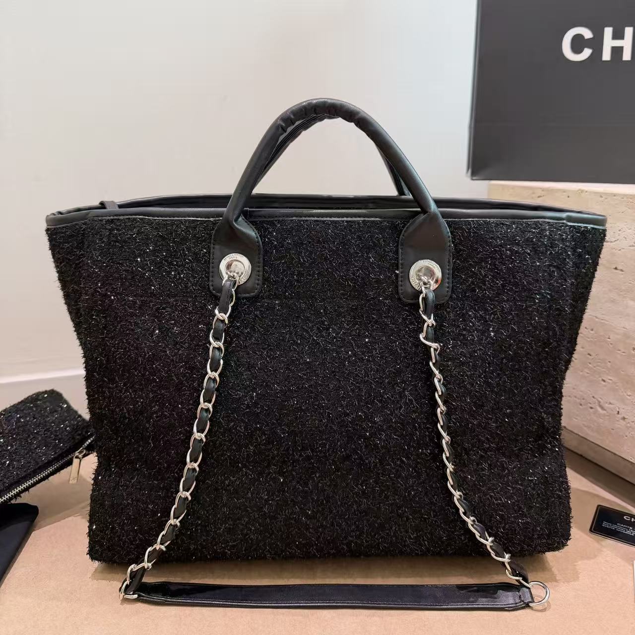 CHANE1 ツイードショッピングバッグ【50％割引+送料無料】