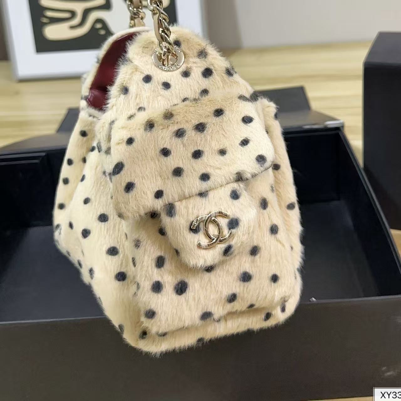 CHANE1 ポルカドットチェーンハンドバッグ【50％割引+送料無料】