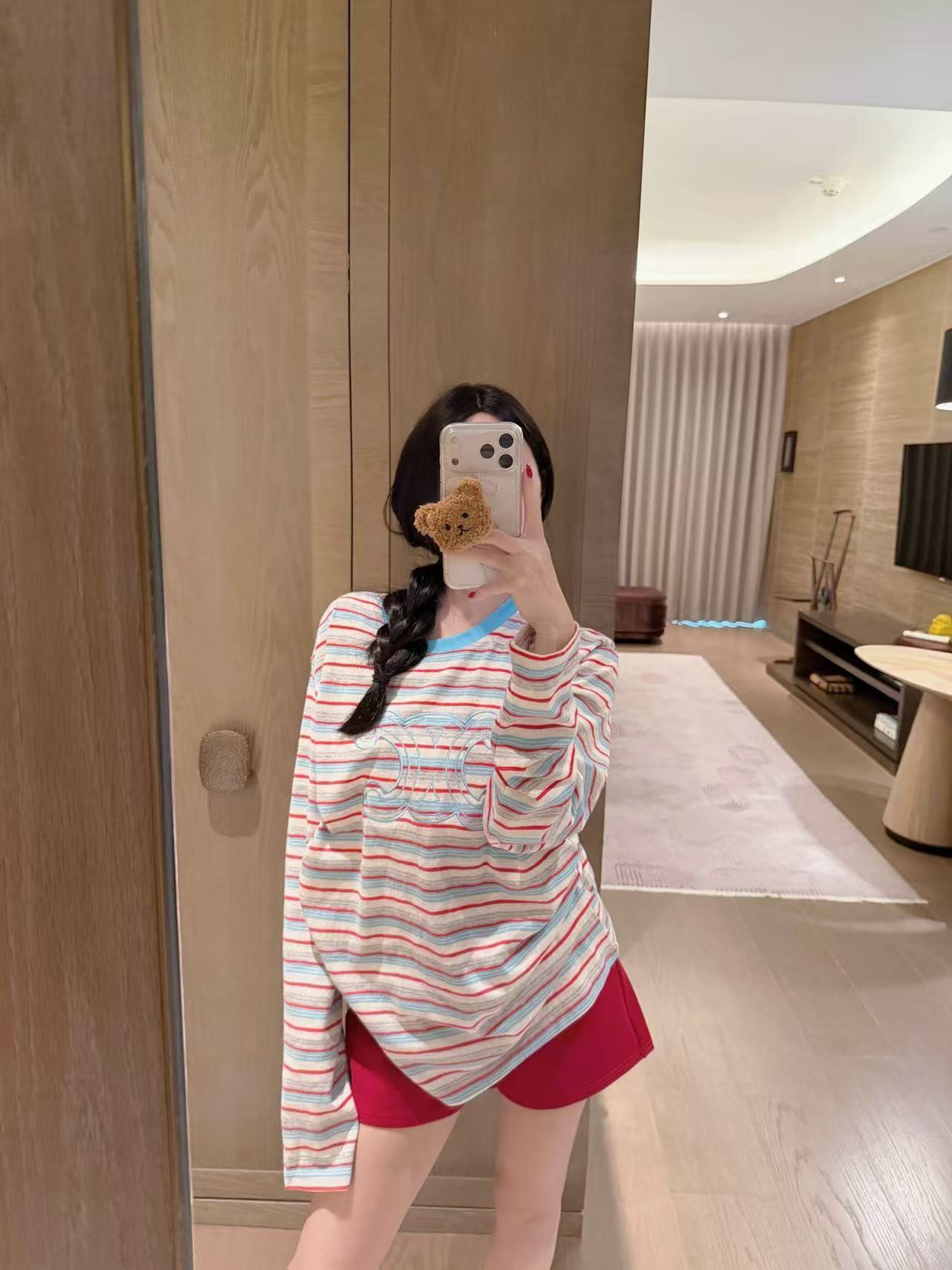 CEL1NE 凱旋門ストライプ長袖Tシャツ【50％割引+送料無料】