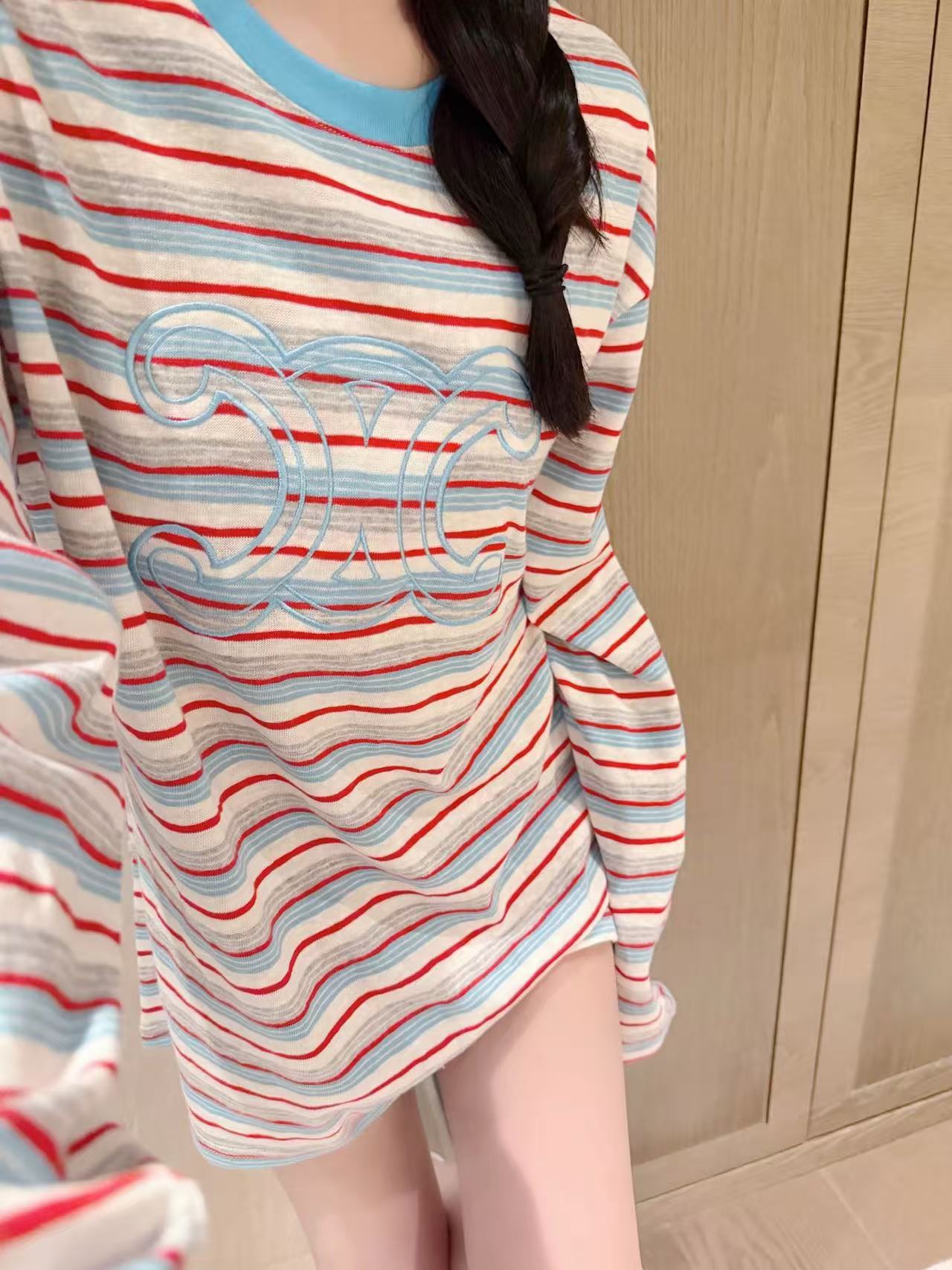 CEL1NE 凱旋門ストライプ長袖Tシャツ【50％割引+送料無料】