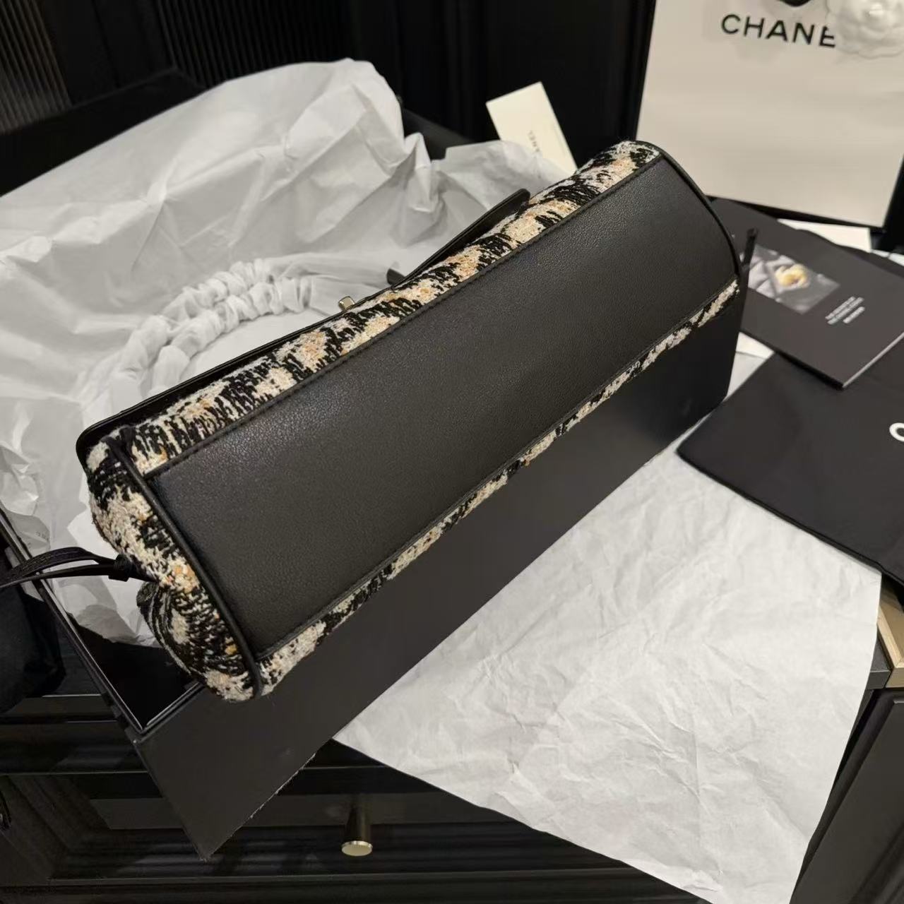 CHANE1 ツイードバゲットショルダーバッグ【50％割引+送料無料】
