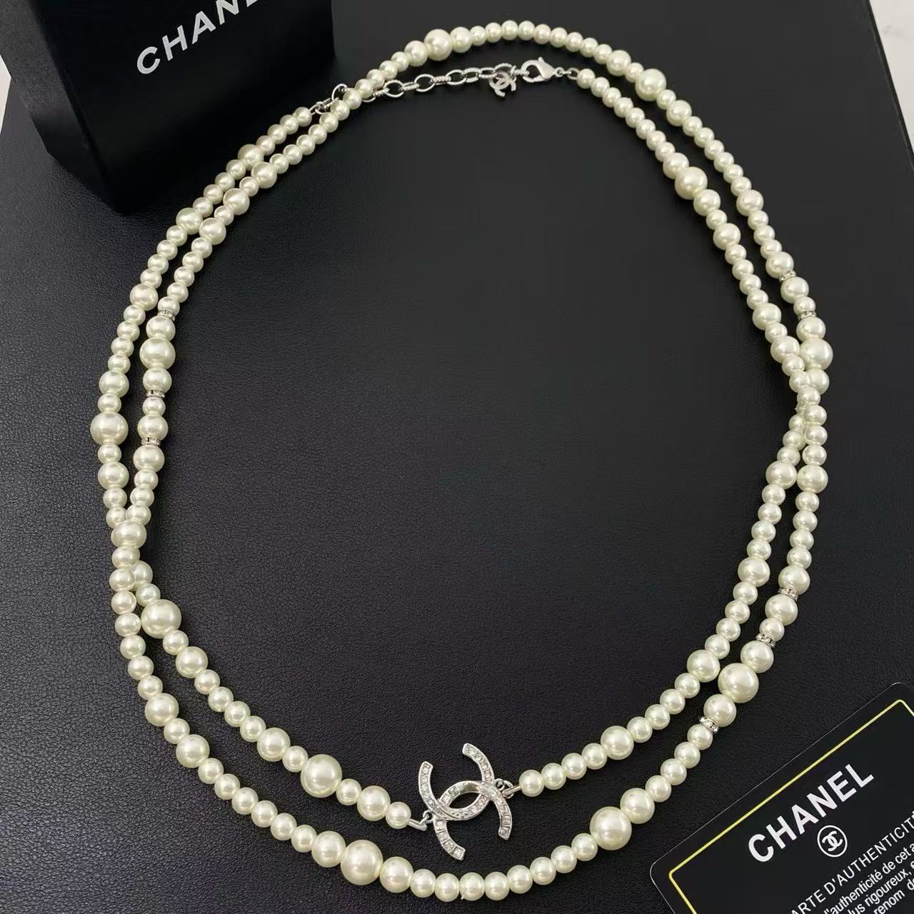 CHANE1 ダブルCパールネックレス【50％割引+送料無料】