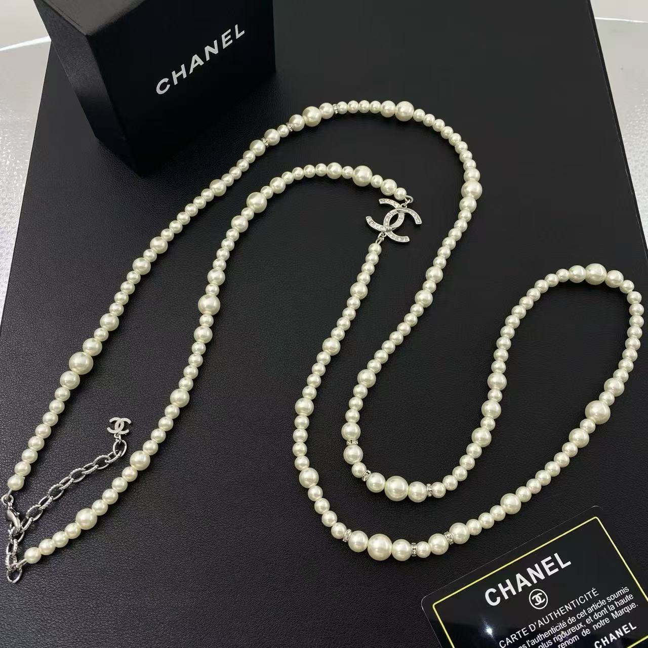 CHANE1 ダブルCパールネックレス【50％割引+送料無料】