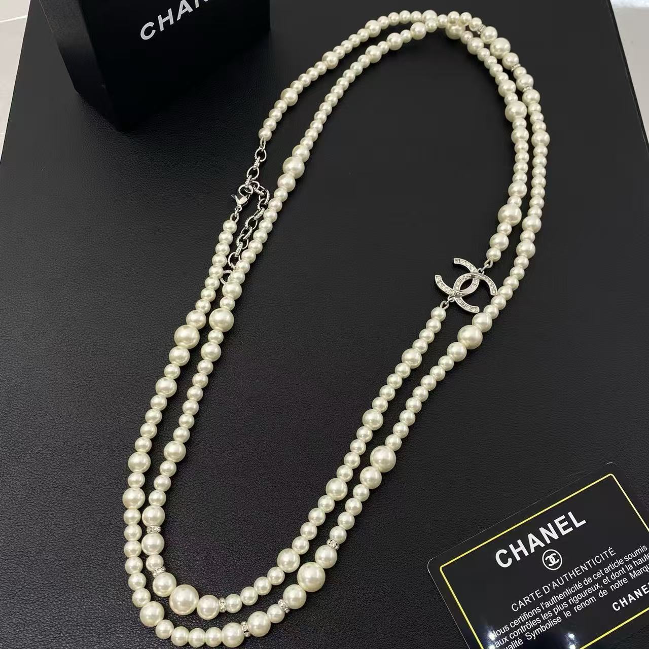 CHANE1 ダブルCパールネックレス【50％割引+送料無料】
