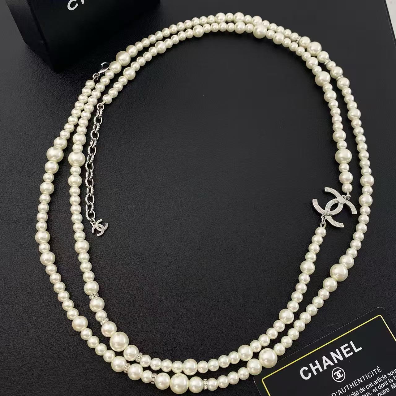 CHANE1 ダブルCパールネックレス【50％割引+送料無料】