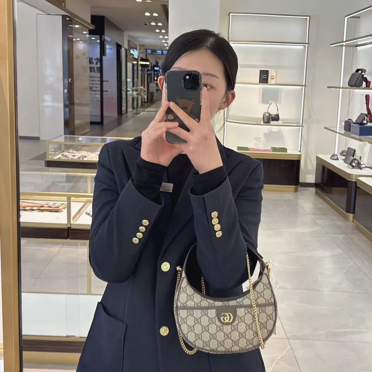 GUCCI ジャカード チェーンハンドバッグ【50％割引+送料無料】