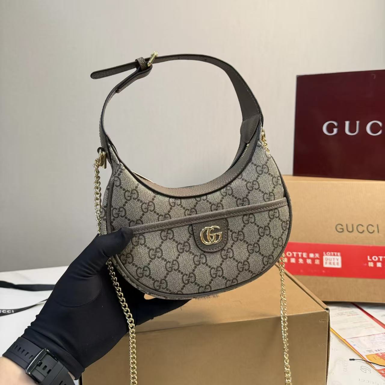 GUCCI ジャカード チェーンハンドバッグ【50％割引+送料無料】