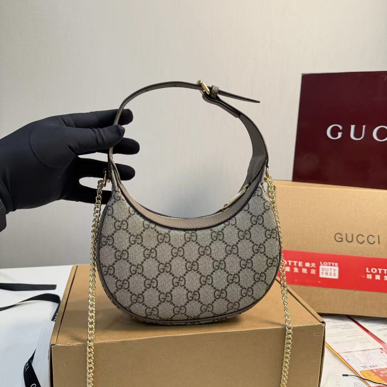 GUCCI ジャカード チェーンハンドバッグ【50％割引+送料無料】