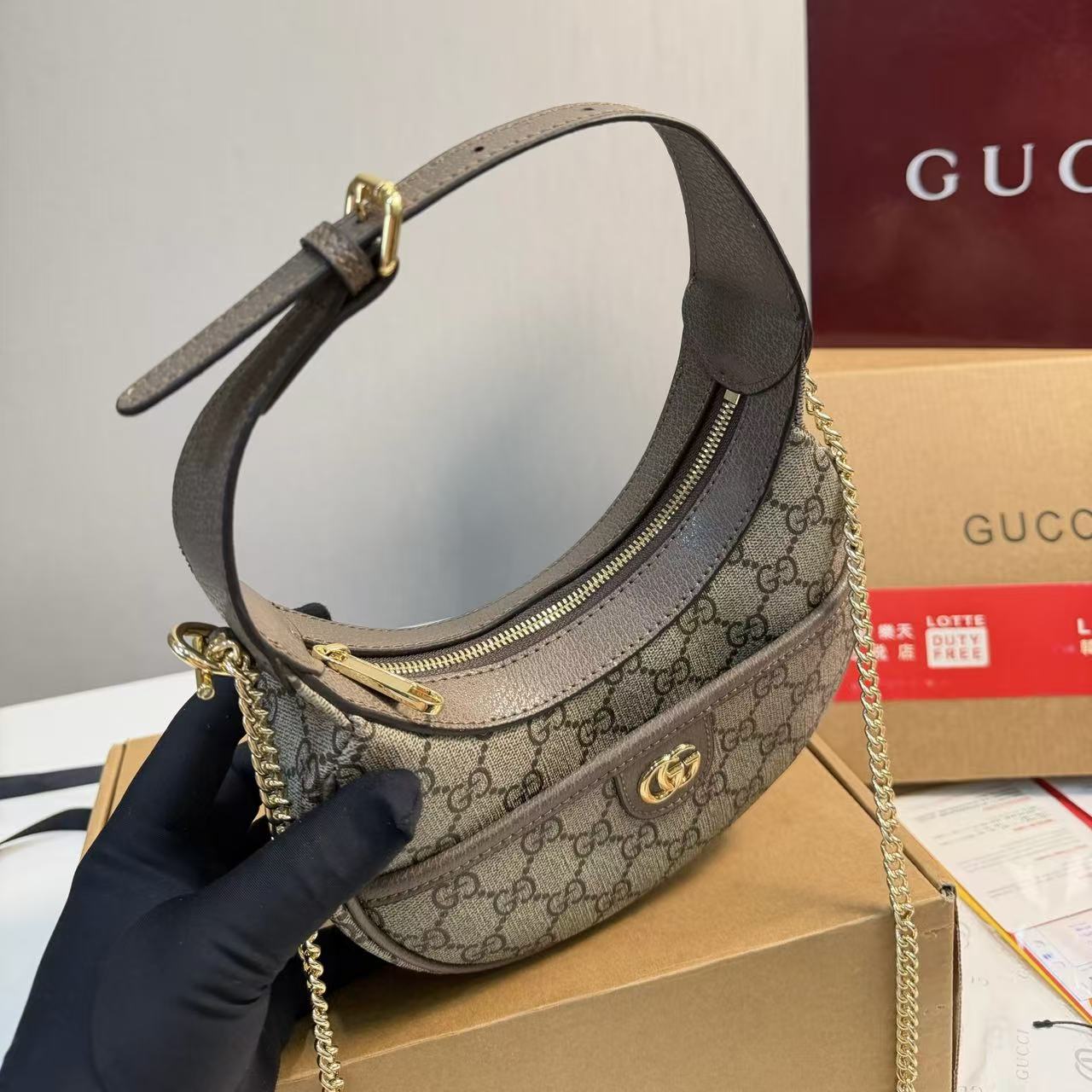 GUCCI ジャカード チェーンハンドバッグ【50％割引+送料無料】