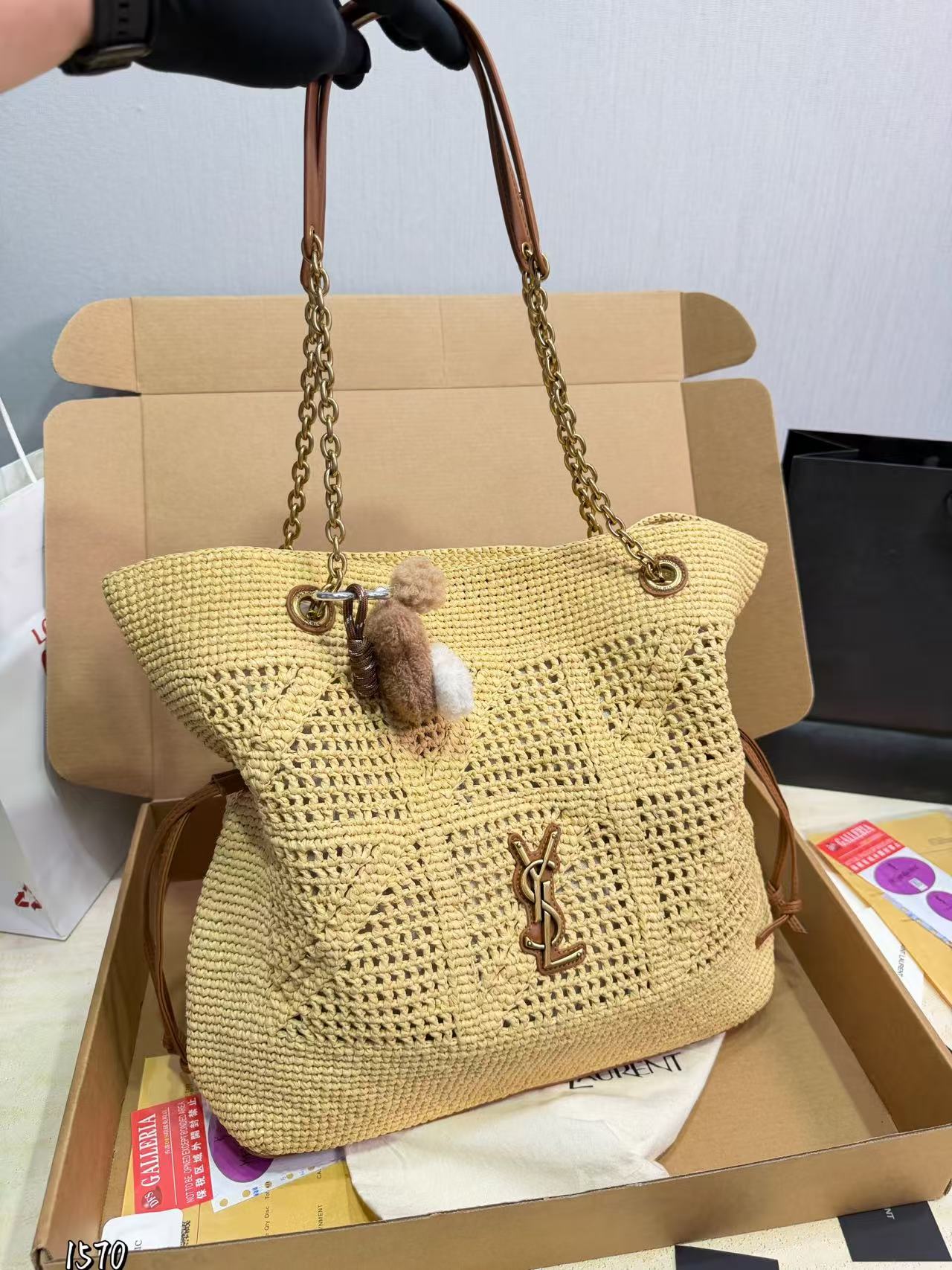 YSL Jamieラフィア織りのバッグ【50％割引+送料無料】