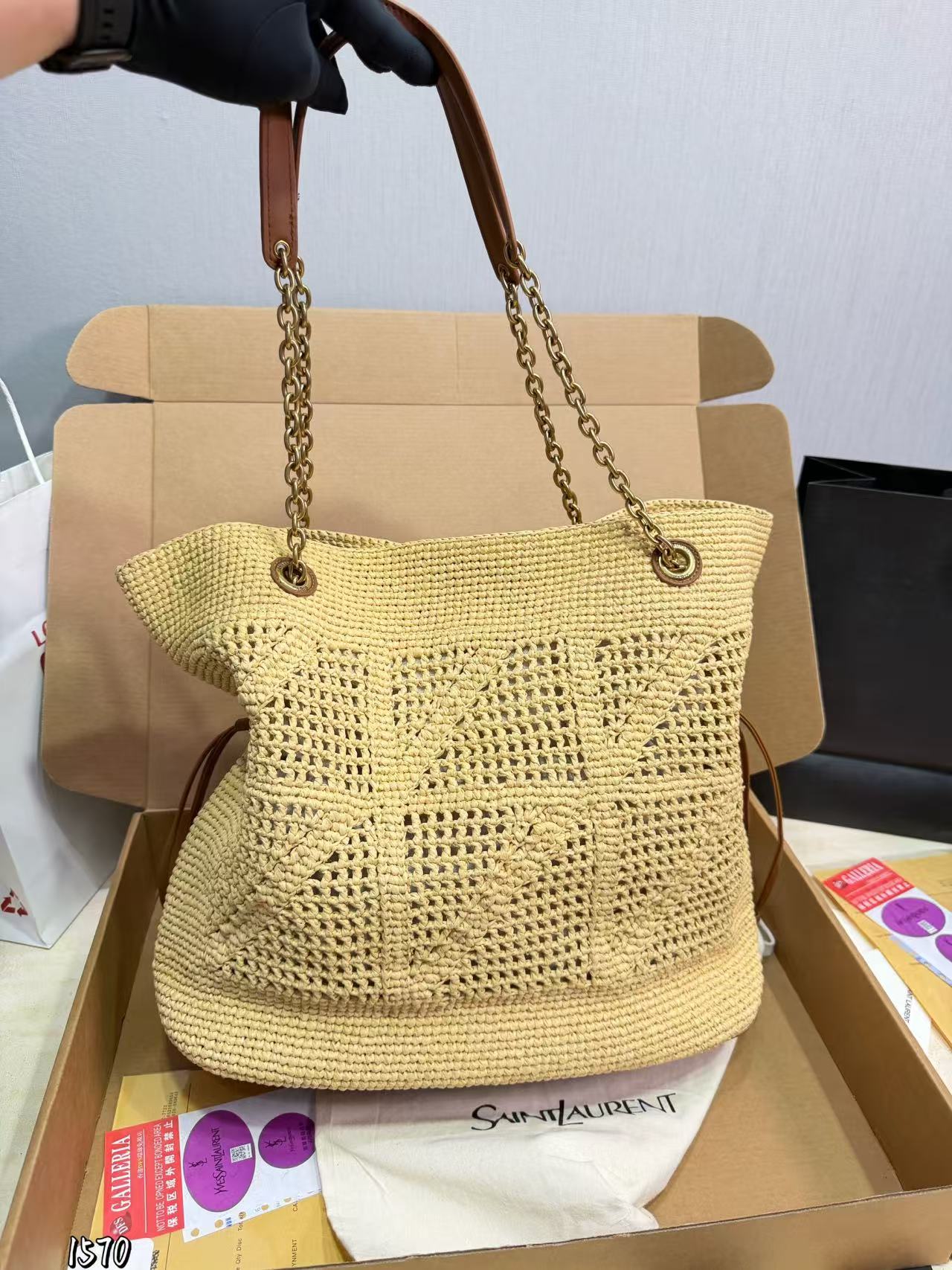 YSL Jamieラフィア織りのバッグ【50％割引+送料無料】