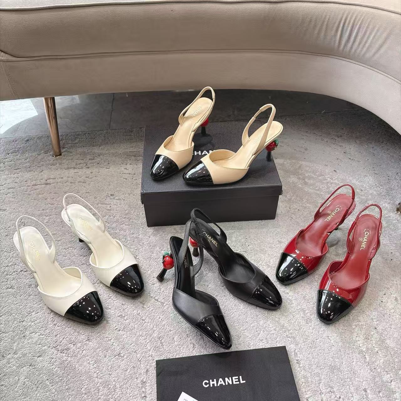 CHANE1 高品質桜柄カラーブロックハイヒール【50％割引+送料無料】