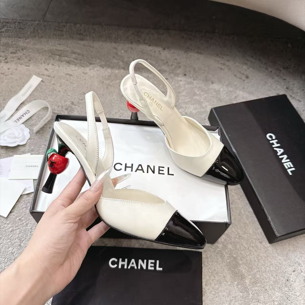 CHANE1 高品質桜柄カラーブロックハイヒール【50％割引+送料無料】