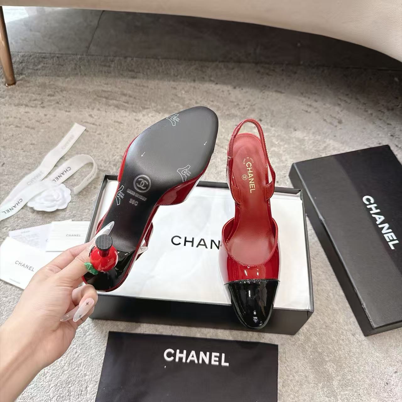 CHANE1 高品質桜柄カラーブロックハイヒール【50％割引+送料無料】