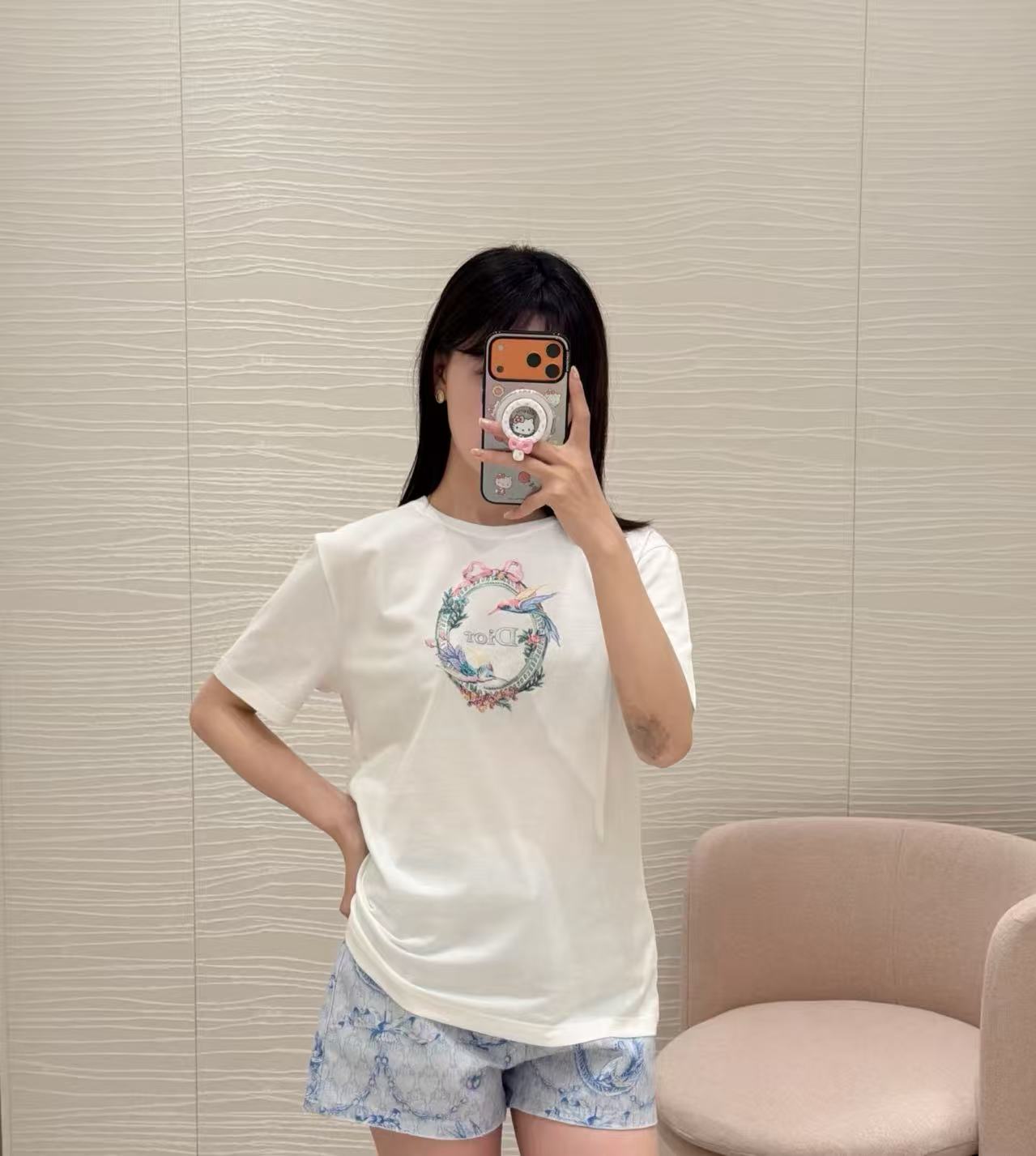 DIOR レタリングプリント＆刺繍 Tシャツ【50％割引+送料無料】
