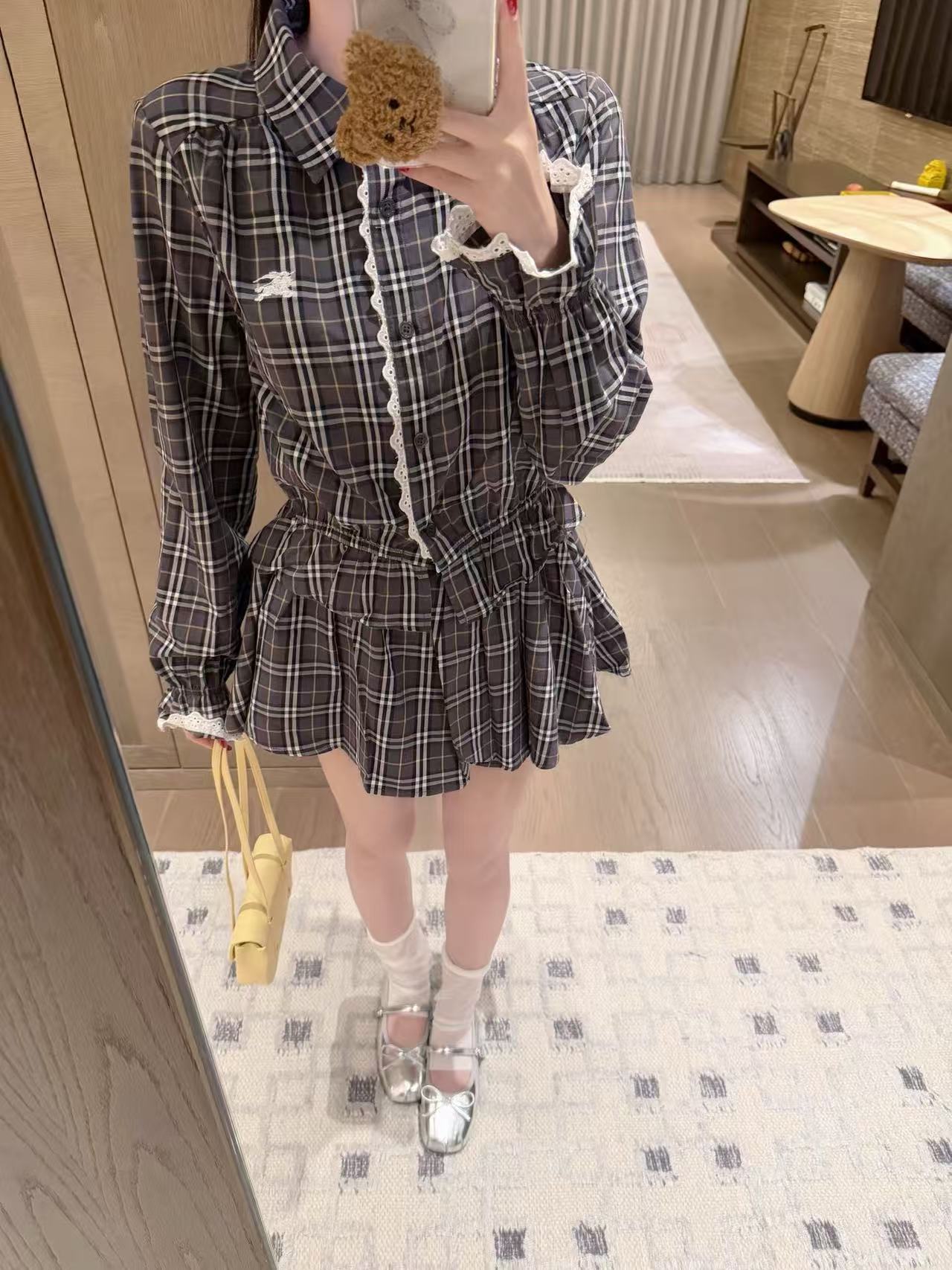 BUR8ERRY チェック柄シャツ＆スカート ツーピースセット【50％割引+送料無料】