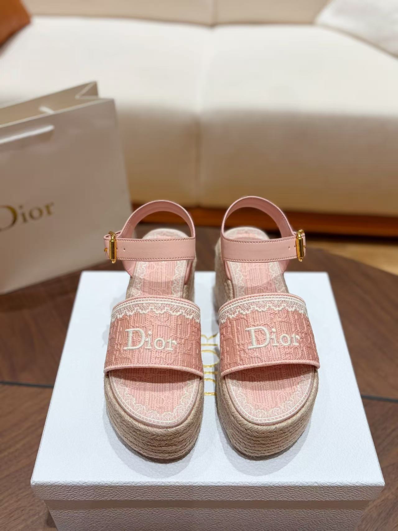 DIOR ロゴ装飾付き高品質編み込みプラットフォームシューズ【50％割引+送料無料】
