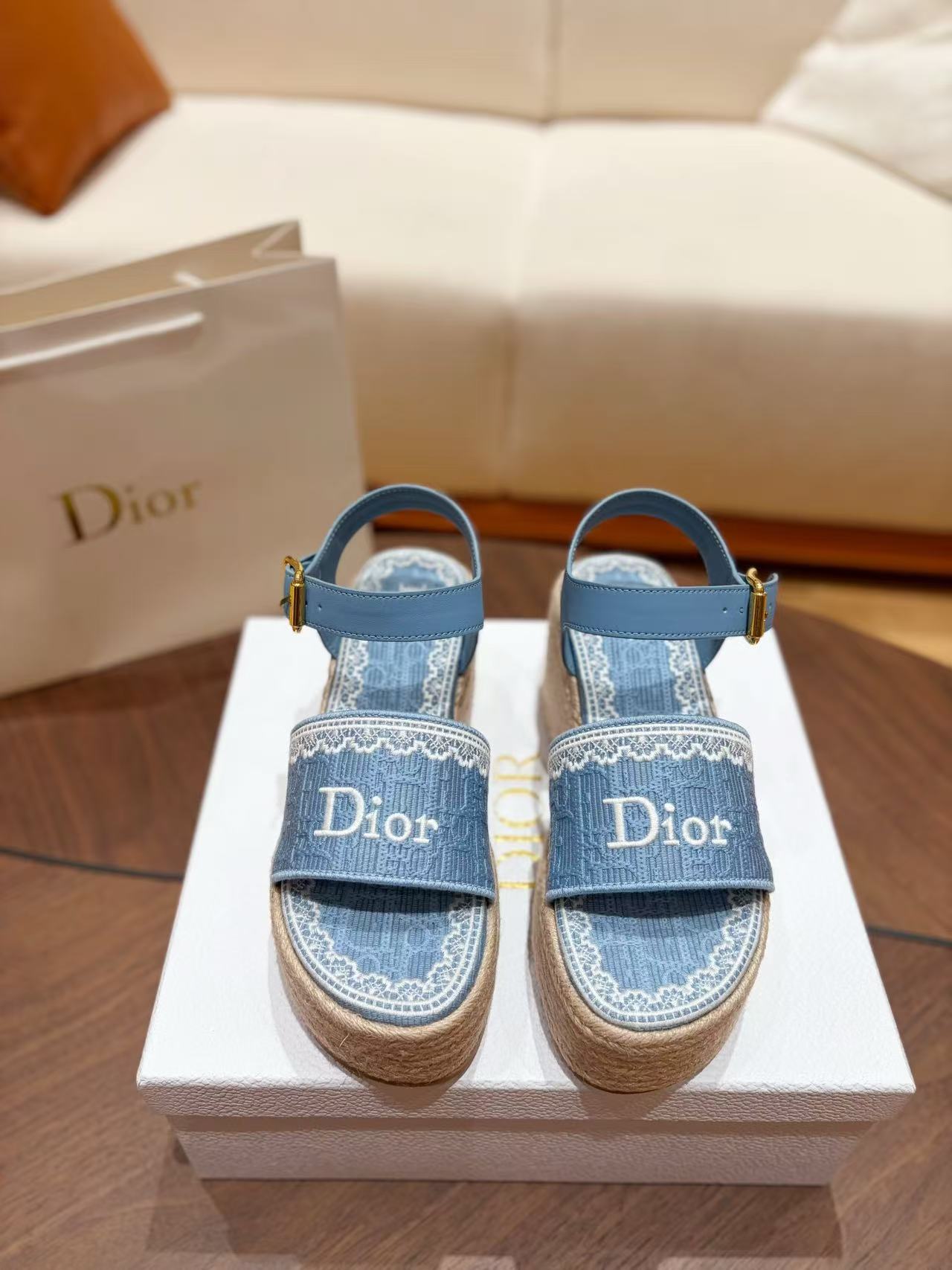 DIOR ロゴ装飾付き高品質編み込みプラットフォームシューズ【50％割引+送料無料】