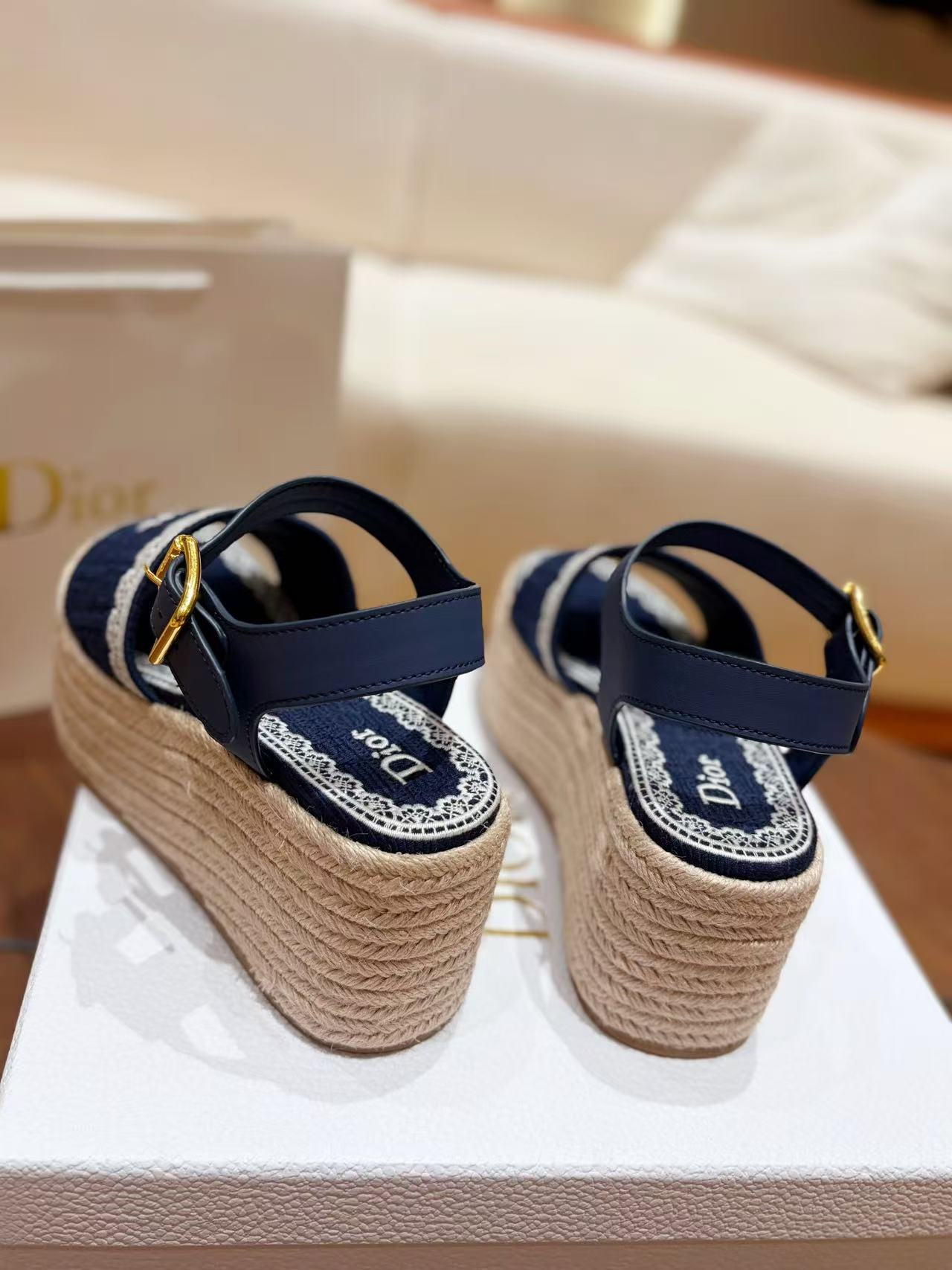 DIOR ロゴ装飾付き高品質編み込みプラットフォームシューズ【50％割引+送料無料】