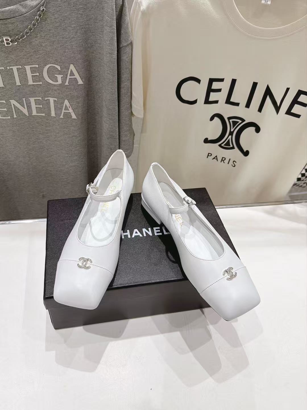 CHANE1 高品質ダブルCラムスキンフラットシューズ【50％割引+送料無料】